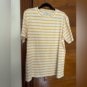 Percival Gold and White Striped Tee Shirt Medium NWOT